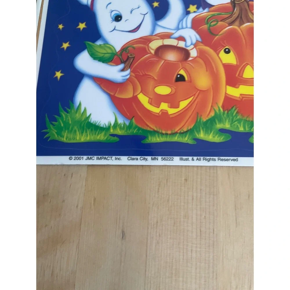 Vintage 2001 Classic Clings Halloween Window Clings Ghosts Pumpkins Hologram 2pk